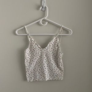 Floral white and pink Brandy Melville Top, one size